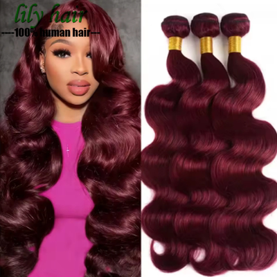 99j Red Body Wave Bundle Brazilian Human Hair Extensions 10A