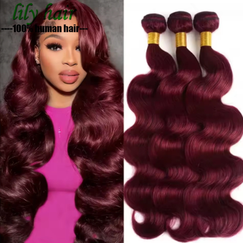99j Red Body Wave Bundle Brazilian Human Hair Extensions 10A