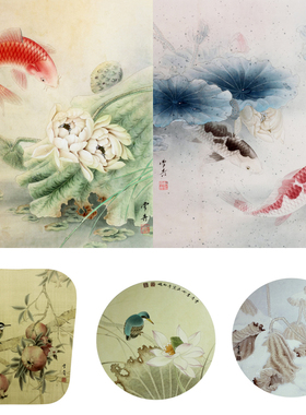 P360当代工笔画素材传统荷花鸟鱼国画临摹设计参考JPG电子版图片