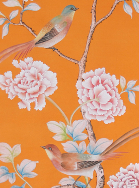 P119中式花鸟墙纸手绘中西壁纸图案图片贴图室内软装设计资料素材