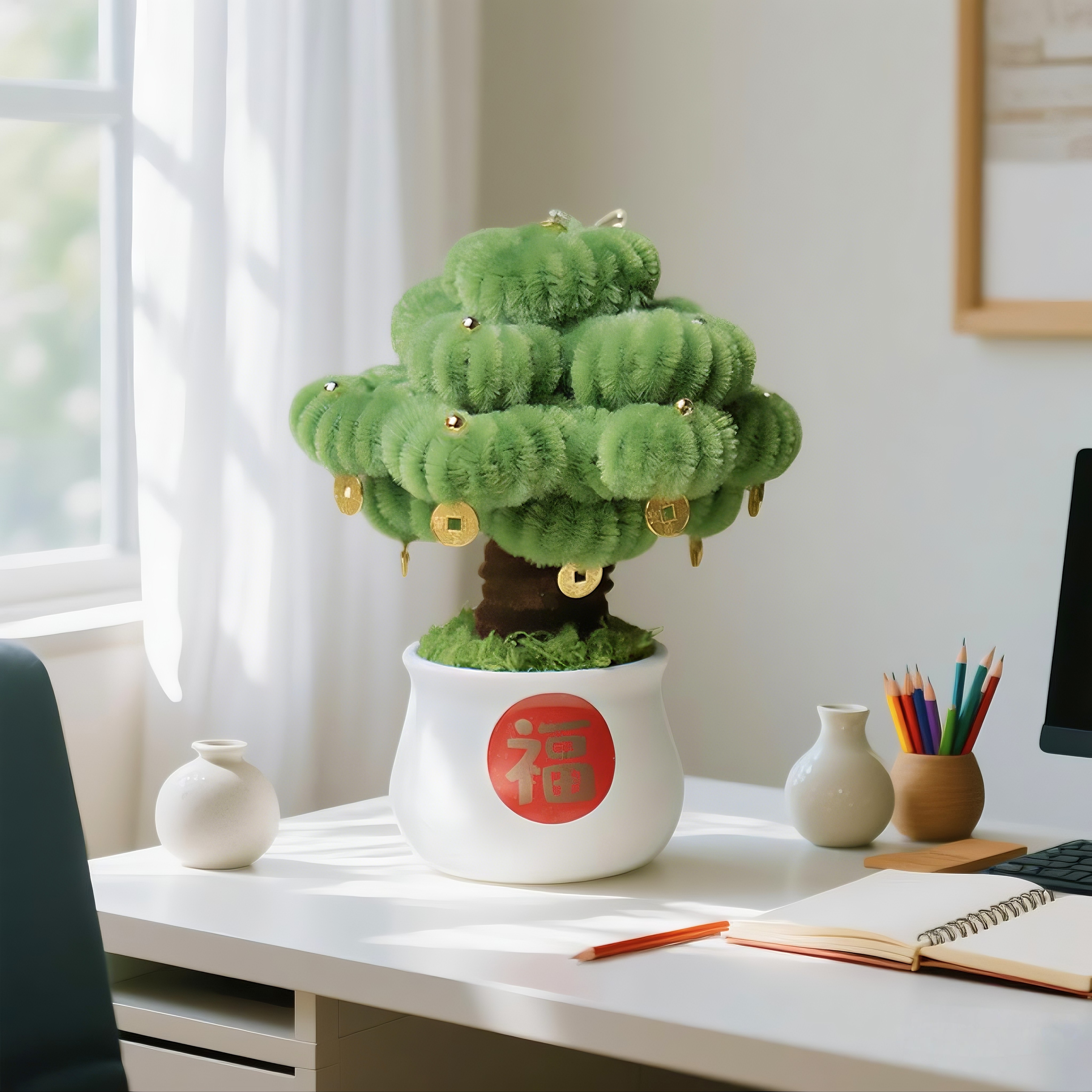 【成品】手工diy制作创意发财树扭扭棒小盆栽办公室桌面摆件,玩具/童车/益智/积木/模型,其他手工制作,淘宝优惠券,粉丝福利购,淘宝优惠卷