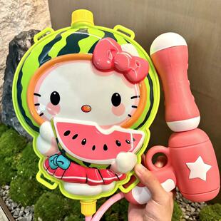 女孩打水仗玩具 沙滩戏水抽拉喷水男 hello Kitty儿童背包水枪夏季
