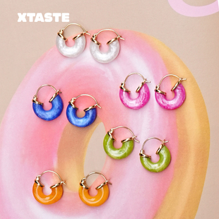 彩色树脂耳圈白百何同款 XTASTE ANNI 耳环耳钉高级感设计 丹麦