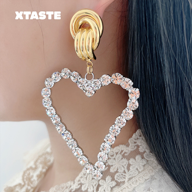 【限时9折】XTASTE 希腊 MAYOL 爱心水钻耳环一对高级感设计配饰