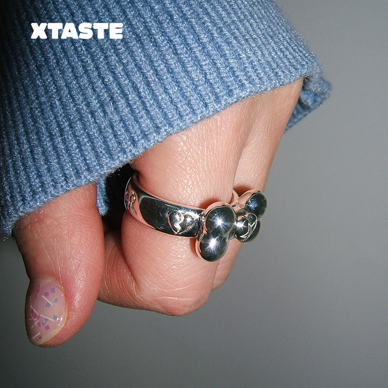 XTASTE KKIDDKI LOVE Q&A骨头戒指爱情问答纯银高级质感通勤时尚