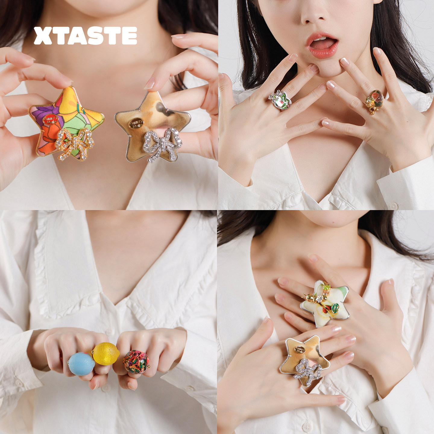 XTASTE TysGrocery 【宝石五角星/糖果柠檬/爱心小熊戒指】配饰女