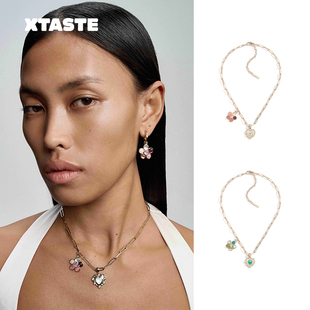 XTASTE USELESSOBJECTS彩石小花爱心chain项链轻奢锁骨链小众气质