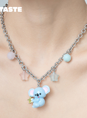 XTASTE CANCAN UNIVERSE 考拉摘星手工珐琅天然石项链可爱锁骨链