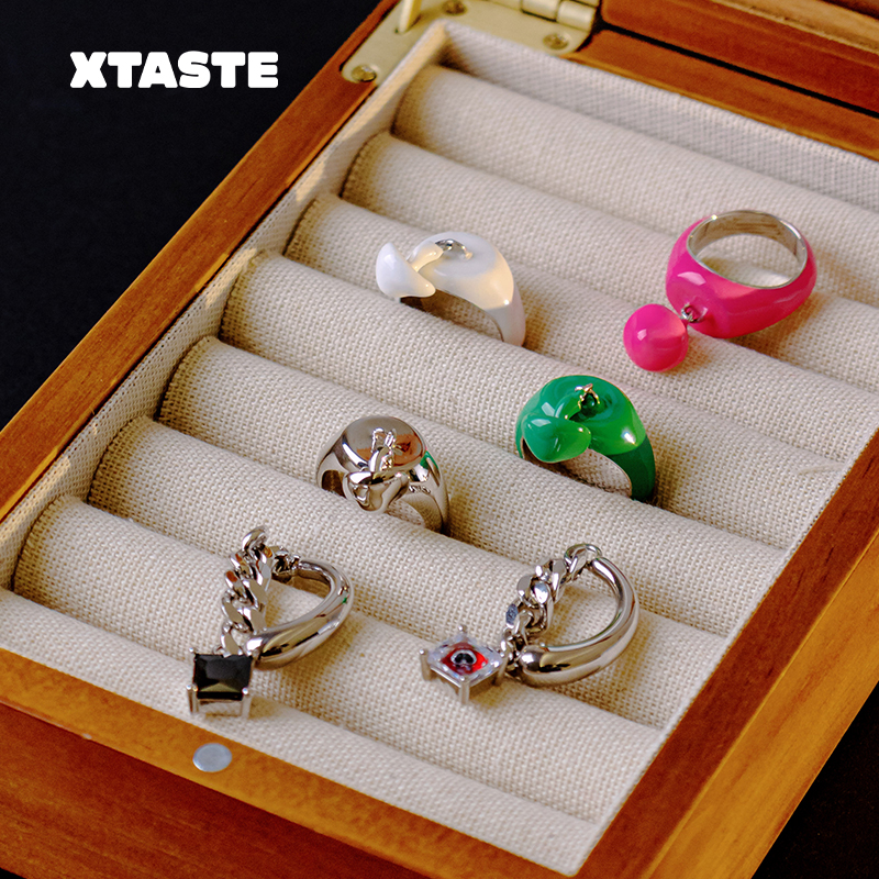 XTASTE REFOUND TEN VIBE 彩色蘑菇珐琅戒指镀金小众设计高级感