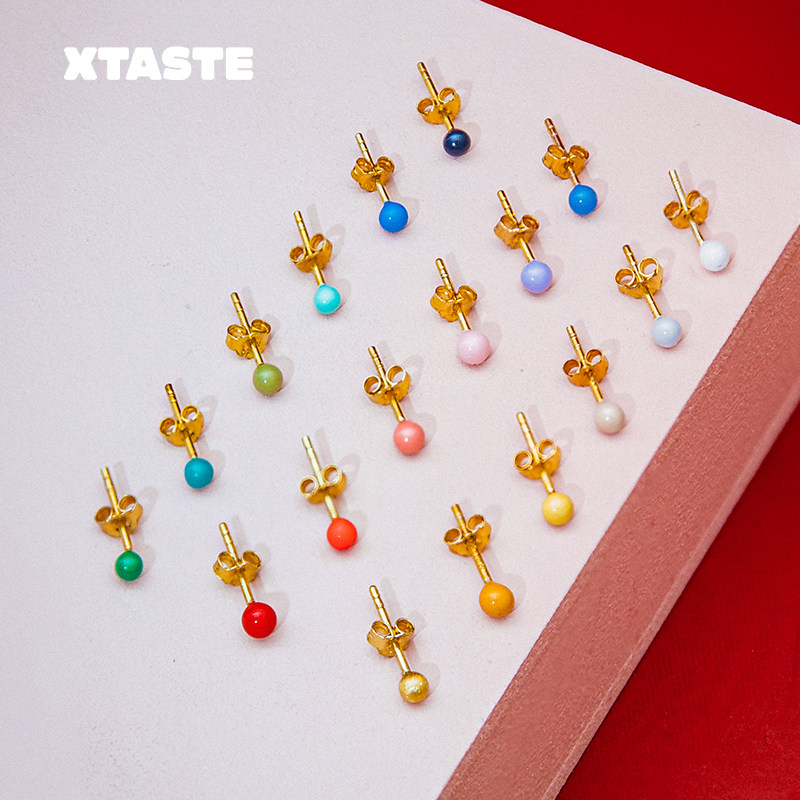 白百何同款  XTASTE 丹麦 LULU Copenhagen 纯色球球珐琅耳钉品牌