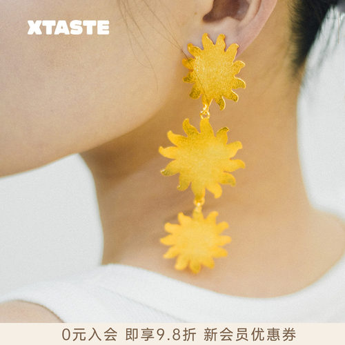 XTASTE 哥伦比亚 PAJARA PINTA三个太阳耳环镀金配饰高级复古设计