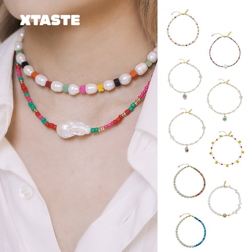 XTASTE 希腊 MATHE 彩色串珠珍珠项链小众设计时尚