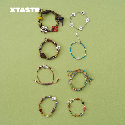 野兽派藏式花花串珠编绳手链配饰