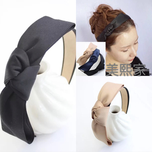 黑色蝴蝶结发箍防滑韩国进口气质绸缎百搭宽边防滑头箍高品质1-