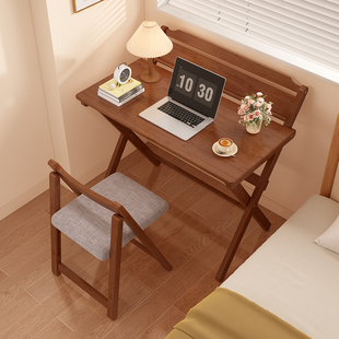 实木折叠书桌家用学生儿童学习桌简易办公桌卧室小户型床边小桌子