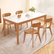 全实木岩板餐桌椅组合长方形家用客厅现代简约新款小户型吃饭桌子