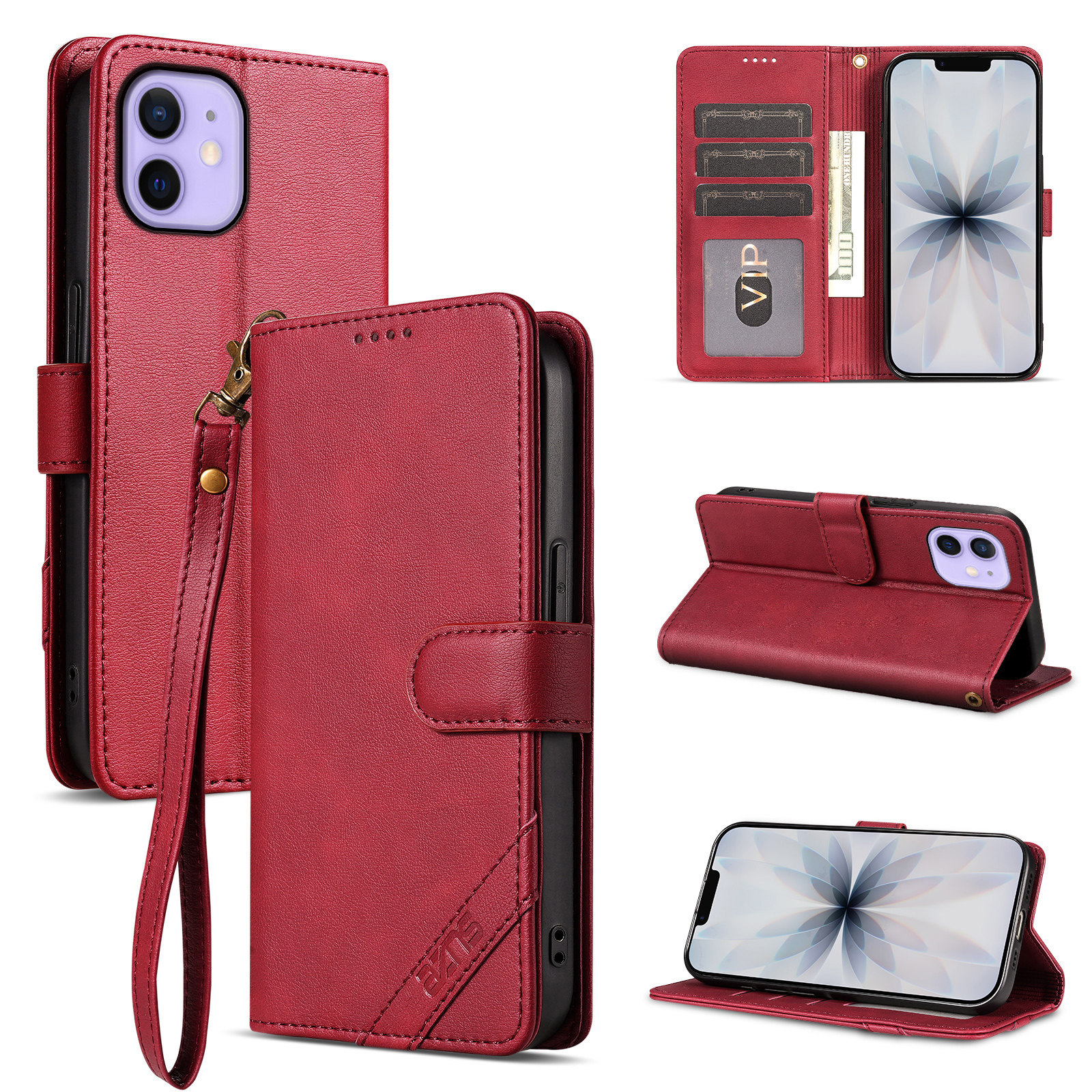 适用苹果12手机壳防摔苹果iPhone12翻盖皮套插卡钱包款式全包软胶保护套男女时尚软胶简约皮夹高档耐用