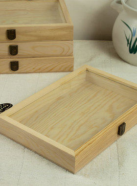 实木昆虫矿物岩石化石蝴蝶标本盒植物标本昆虫生活史盒23X18X3.5