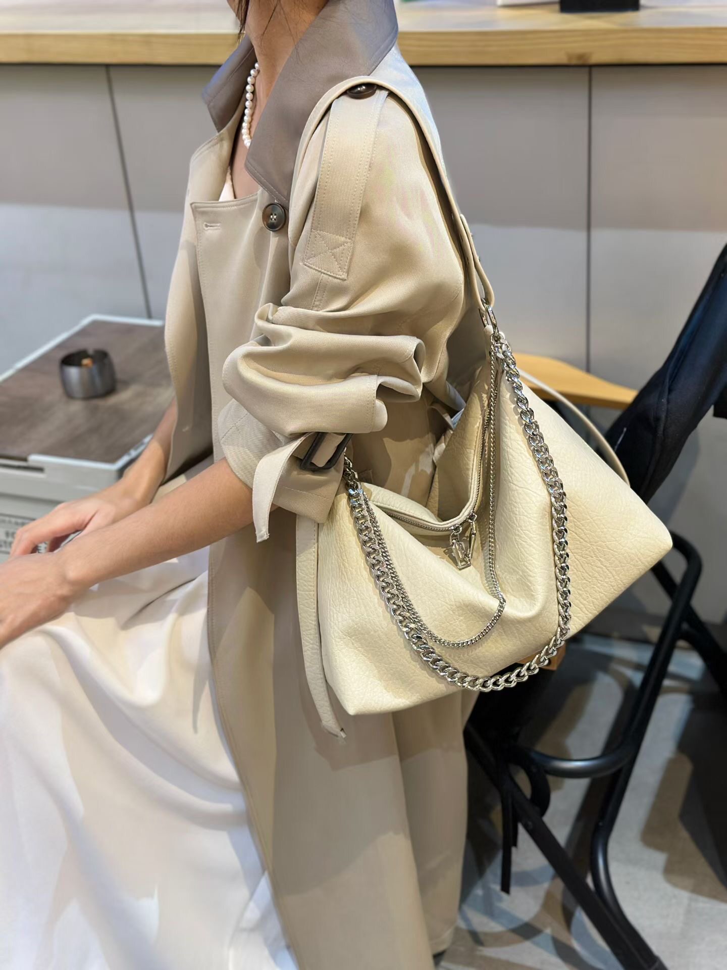 托特包女士2026新款斜挎包高级感腋下包单肩包时尚百搭链条大容量