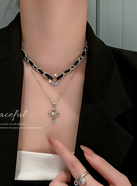 韩国大门简约复古皮革项链