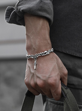 韩版s925复古藤蔓手镯重工