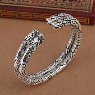 老九门同款手镯龙头染黑双响手环复古手镯男情侣手饰饰品复古霸气