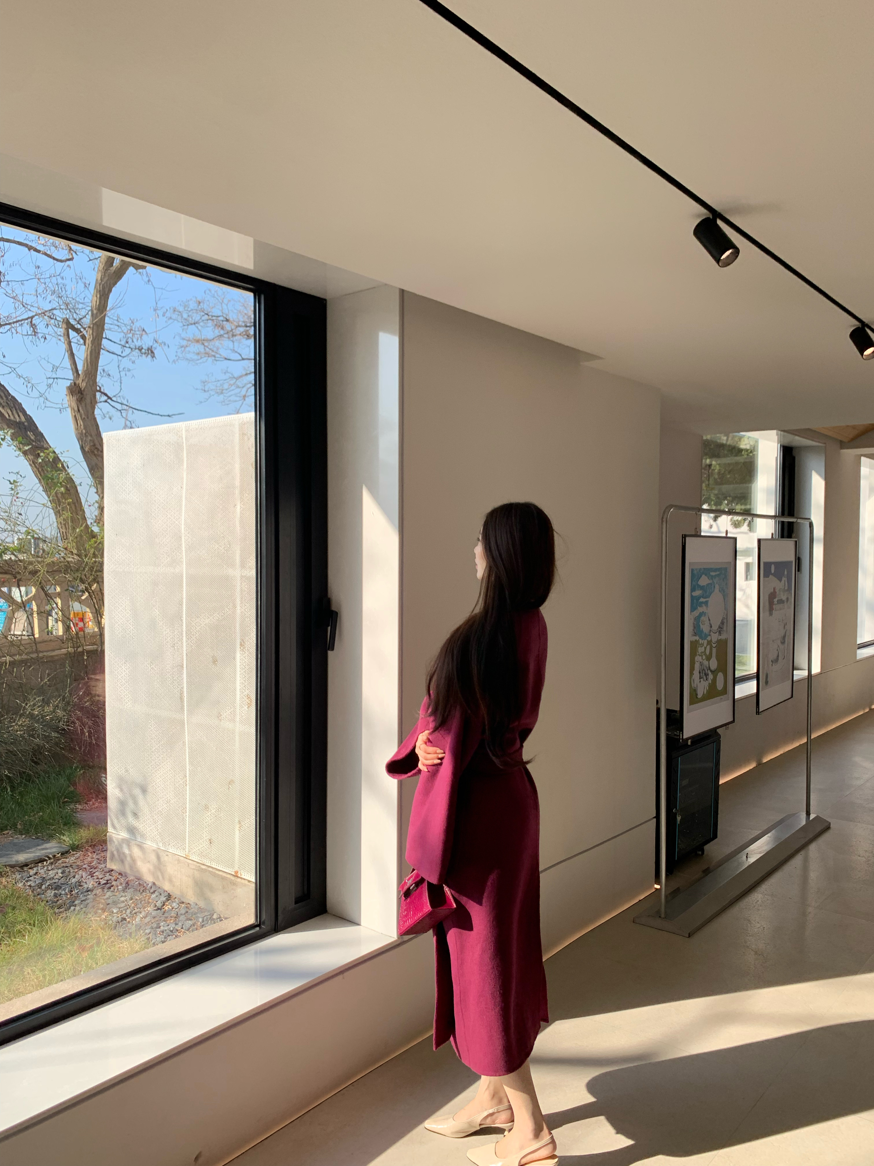 ke7en 做迷人女人 浆果紫大衣