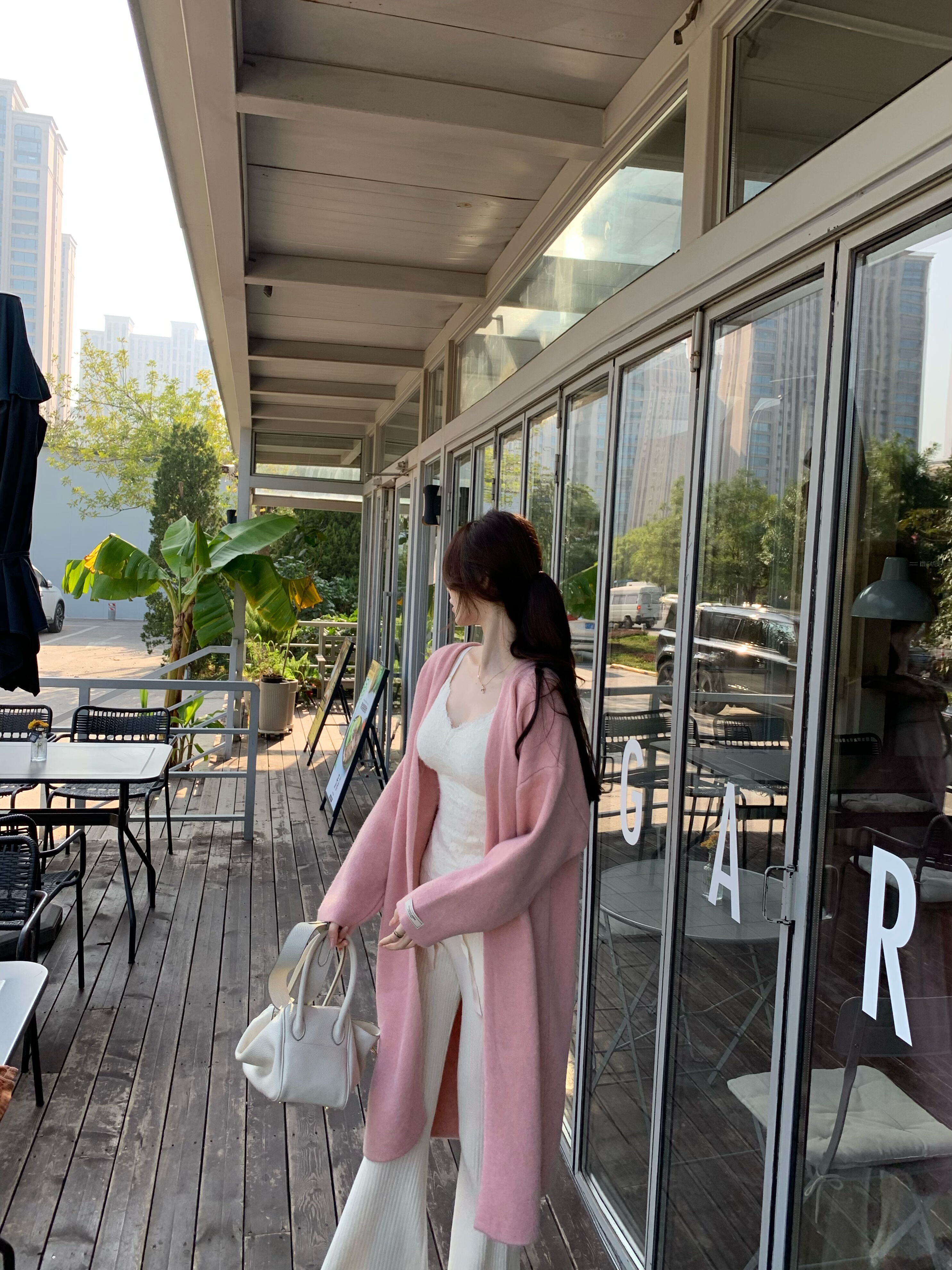 ke7en 两色无门襟松弛中长款厚实简约外套