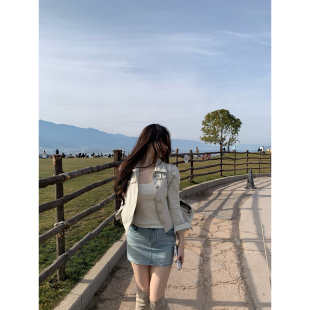 带安全裤 短裙 水洗蓝巨百搭纯欲包臀牛仔裙半身裙气质修身 ke7en