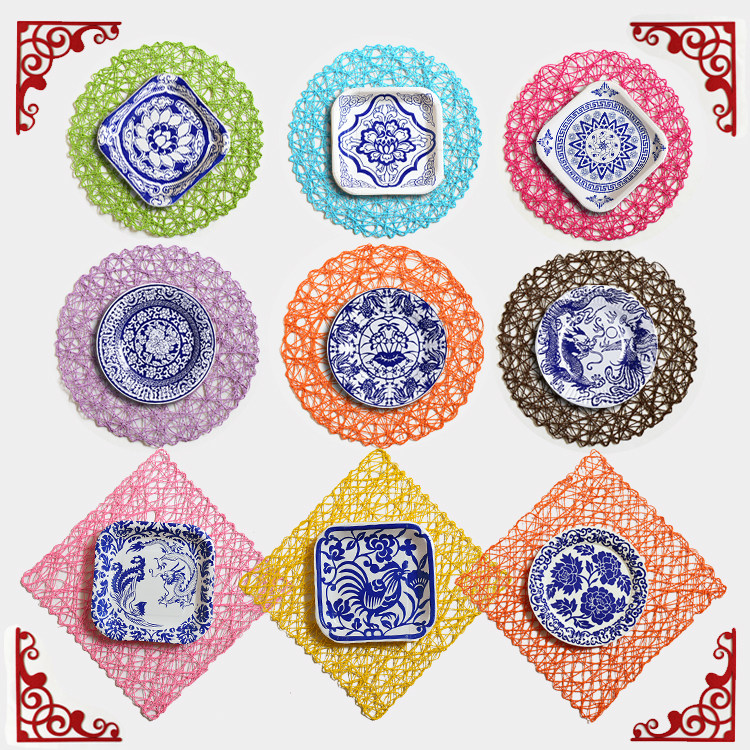 手工创意纸编乱编彩色方形圆形纸绳背景镂空挂饰 青花盘特色装扮,家居饰品,吊饰/挂饰,淘宝优惠券,粉丝福利购,淘宝优惠卷