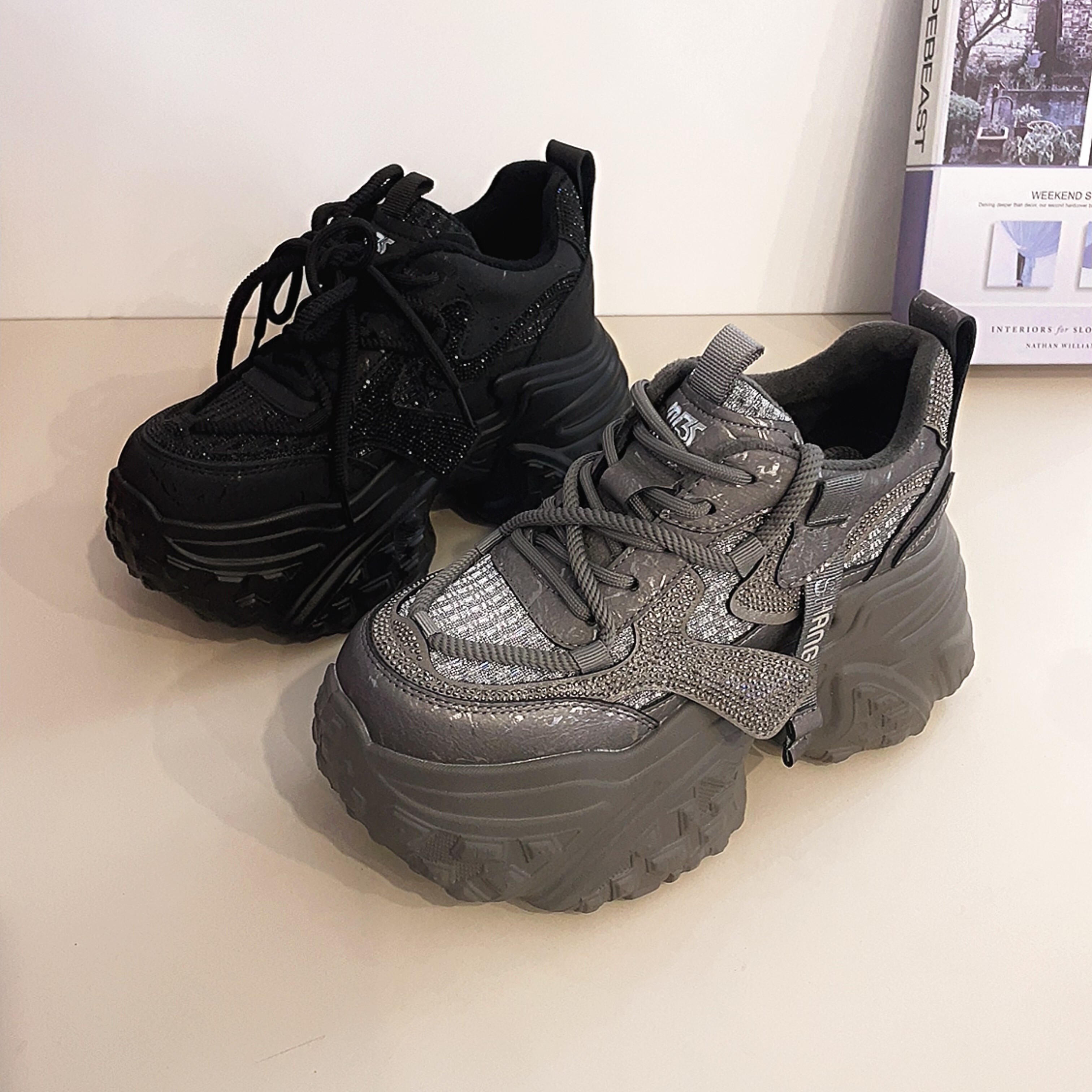 2025冬季新款老爹鞋女小个子增高9cm厚底百搭休闲鞋加绒保暖棉鞋