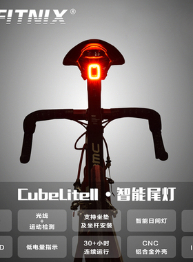 xlite100公路车尾灯山地车智能感应刹车灯usb充电自行车骑行警示