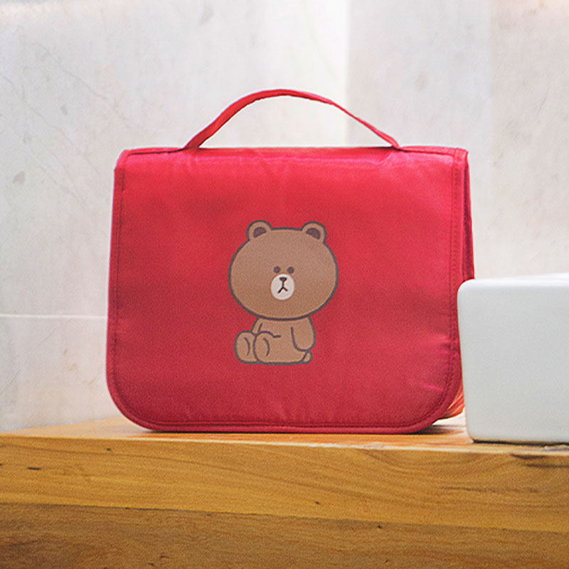 LINE FRIENDS化妆包布朗熊卡通可爱多功能旅行大容量洗漱包收纳袋