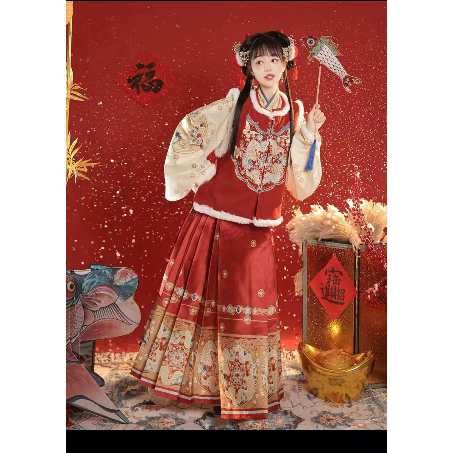 出租明制汉服刺绣马面裙套装