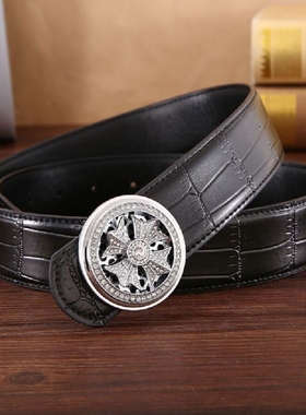 时来运转男士皮带真皮休闲装饰韩国时尚百搭免打孔中青年裤腰带