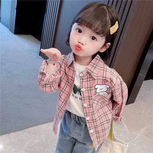 女童2024春秋休闲百搭长袖衬衫