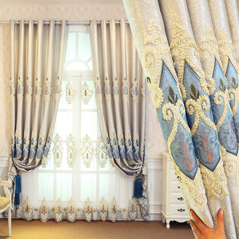 窗帘欧式 遮光成品客厅卧室豪华高档奢华大气简欧绣花简约现代