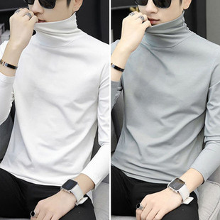 t恤学生 特价 长袖 男高领打底衫 纯色体桖上衣男青年打底秋衣 清仓