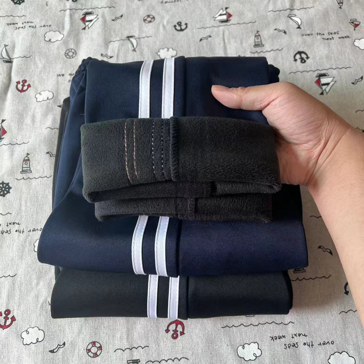 冬季加绒校服裤子男女初高中加厚两条杠校裤厚款保暖小学生校服裤