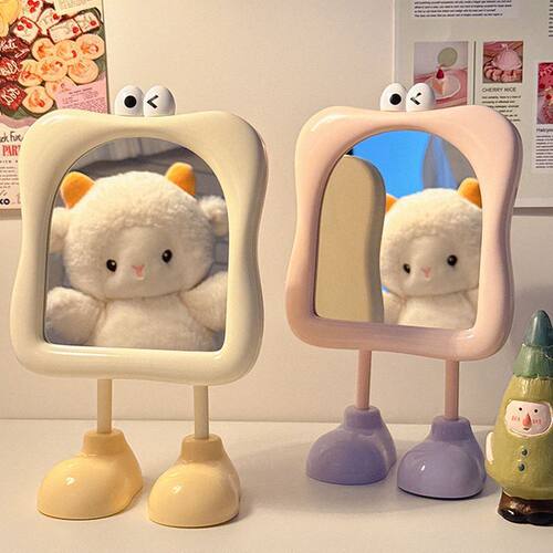 台式桌面化妆镜女卧室梳妆台镜子学生宿舍轻奢ins高清美妆公主镜