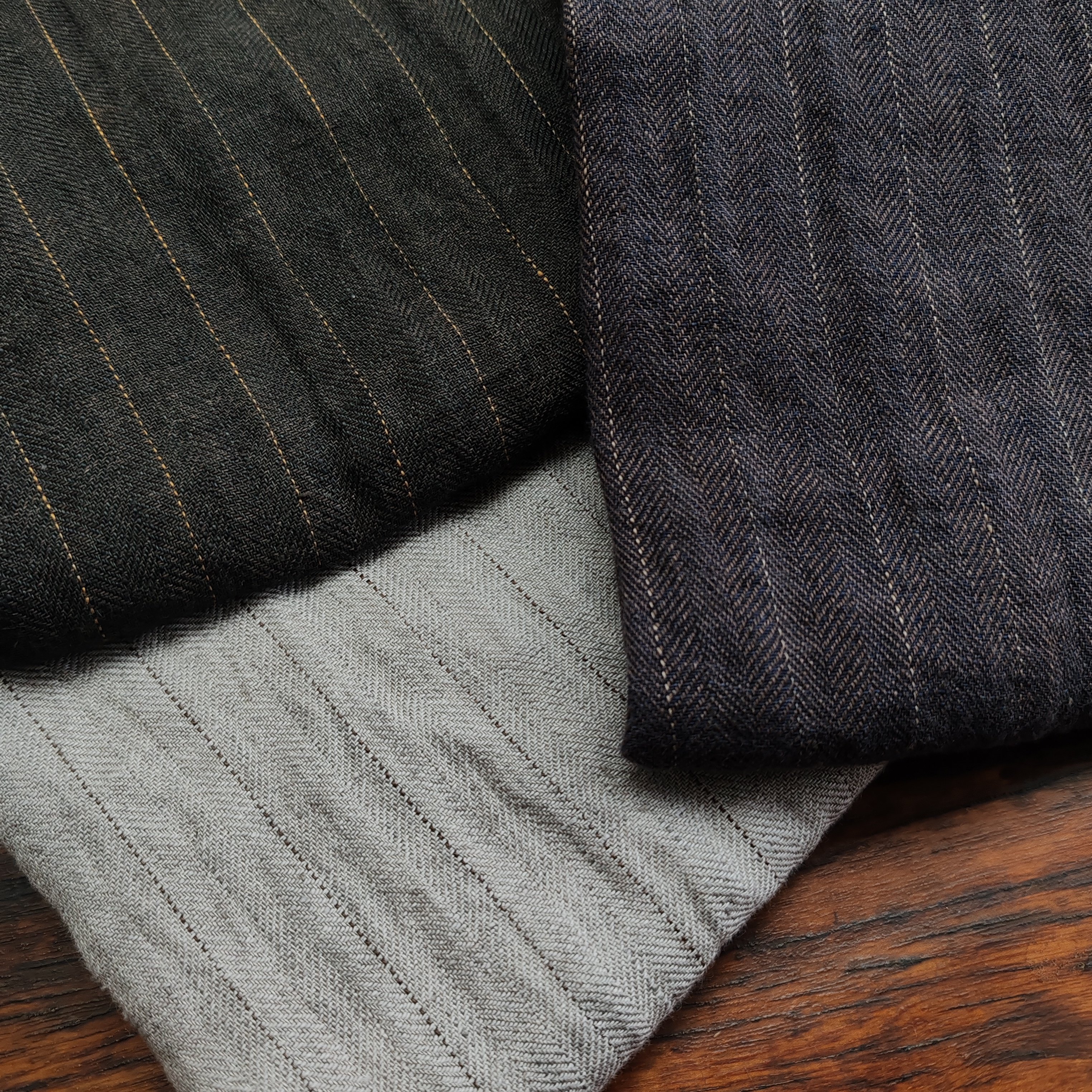 【鱼骨纹暗条】原创设计师款花纱色织亚麻袍子西服套装服装麻料