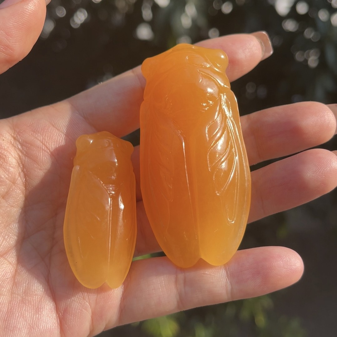 手工艺寿山石田黄石一鸣惊人桌面摆件装饰品挂件蝉手把件节日礼物