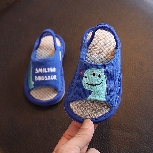 亚麻拖鞋防滑软底四季男女童居家