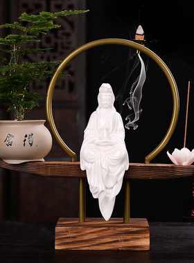 新中式观音菩萨带实木底座