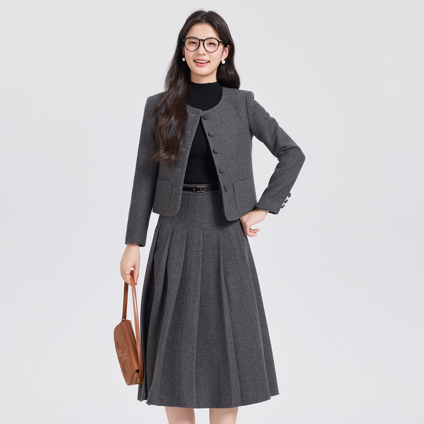 淑女气质单排扣短外套女秋装设计感洋气名媛小香风西服半身裙套装,女装/女士精品,时尚套装,淘宝优惠券,粉丝福利购,淘宝优惠卷