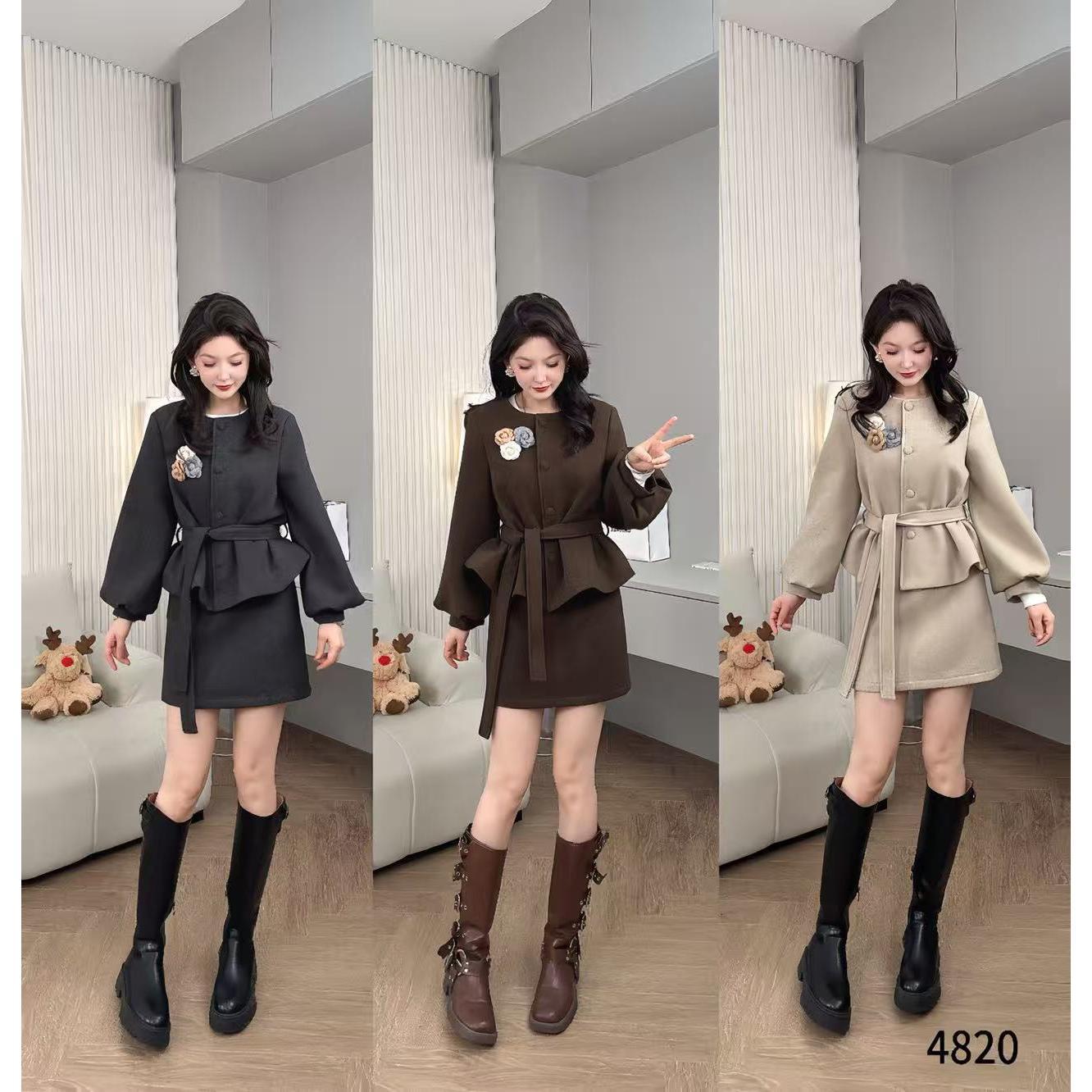 Saeda品牌女装秋冬新款小香风韩系两件套加棉套装YF4820