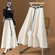 实拍大码女装秋冬季新款韩系设计松紧高腰垂感宽松显瘦a字半身裙