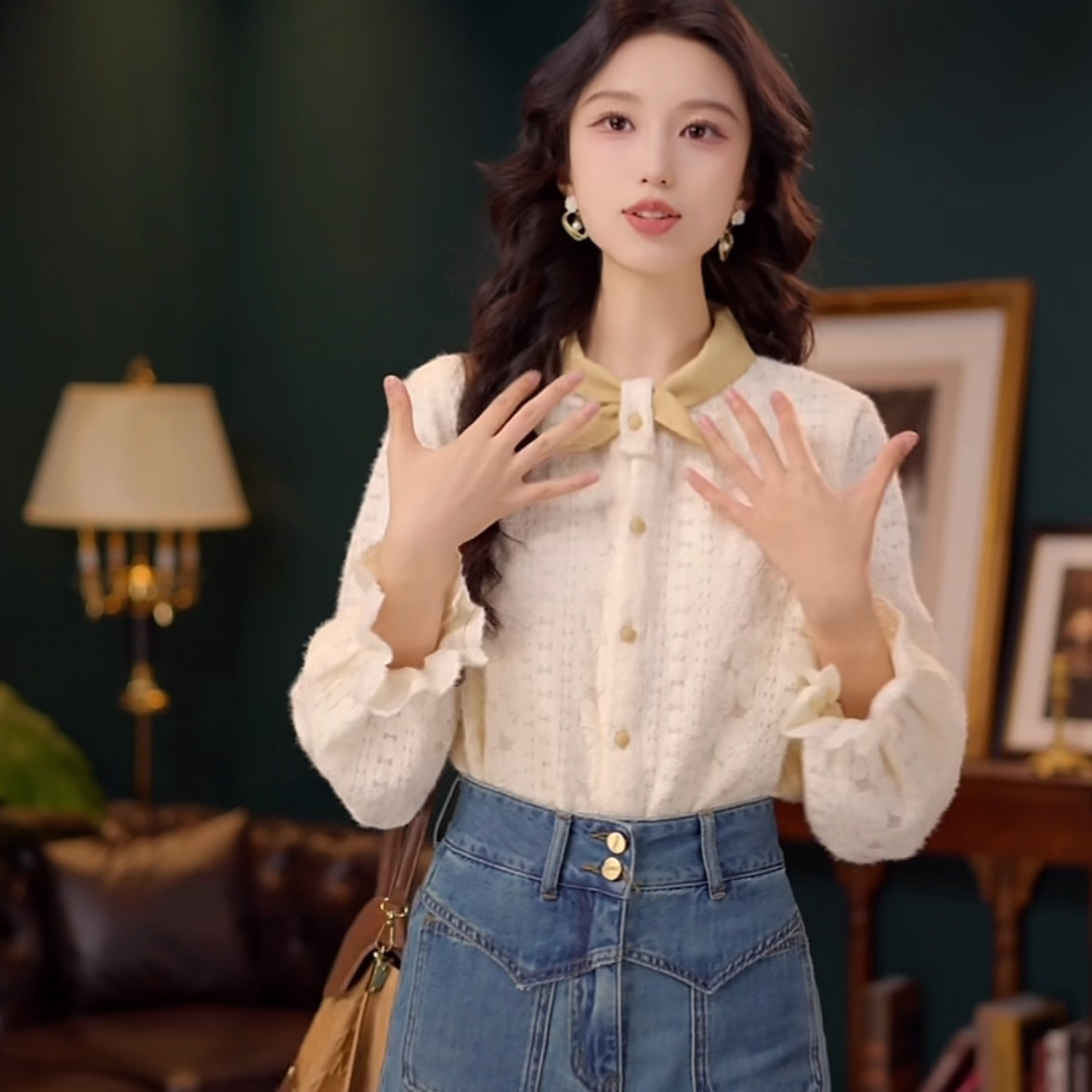 松间步月港风复古刺绣加厚长袖宽松百搭打底上衣,女装/女士精品,衬衫,淘宝优惠券,粉丝福利购,淘宝优惠卷