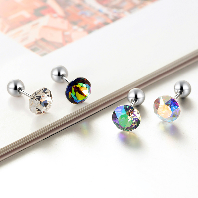 钛钢圆钻女手工奥地利双面小耳骨