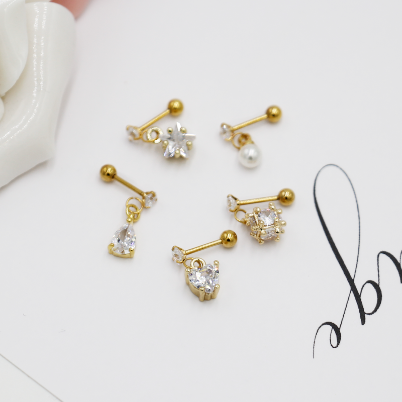 小众五角星珍珠水钻耳骨钉手作双头钛钢养耳洞防过敏不掉色饰品女,饰品/流行首饰/时尚饰品新,耳钉,淘宝优惠券,粉丝福利购,淘宝优惠卷
